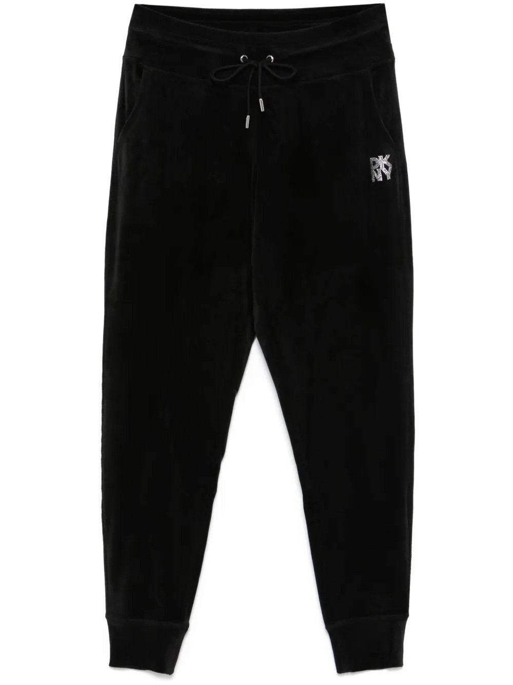 DKNY Black Velour Joggers with Logo